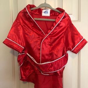 Top Paw Dog Size Medium Pajama Robe Red with You/Me Hearts